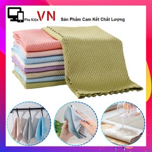 Khăn Vảy Cá Siêu Thấm Hút Không Xù Lông - Khăn Lau Bếp Chén Bát Kháng Khuẩn Đa Năng Tiện Lợi - Khăn Lau Chén Bát Họa Tiết Vảy Cá Siêu Thấm Hút Chống Dính Dầu  Không Đổ Lông Dễ Giặt sạch