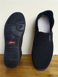 Black Casual Breathable Mens Work Shoes Flat Bottom Cloth Shoes Easy Wear round Toe Rubber Outsole Comfortable Leisure Shoes