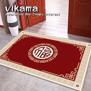 VIKAMA Plush Oriental Doormat Luxury Velvet Entryway Rug Non-Slip for Hallway Home Decor Machine Washable Carpet soft