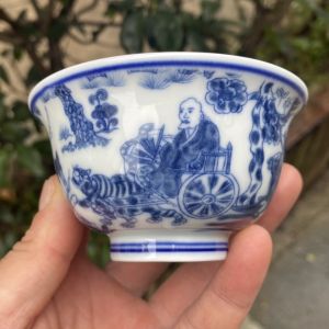 Blue And White Ceramic Tea Cup Handmade from Jingdezhen Ghost Valley down Mountain Owner Cup Mens Home Use Personal Single Cup