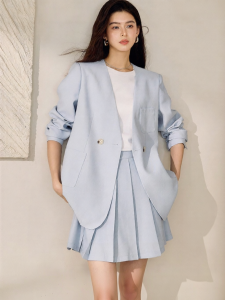 Roey s house | Youthful High-waisted Pleated Skirt Blue