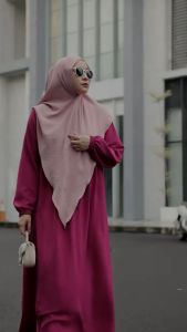 Gamis Crinkle Airflow Polos Resleting Depan Busui Model Baru Wanita Elegan Kekinian Dewasa Jumbo