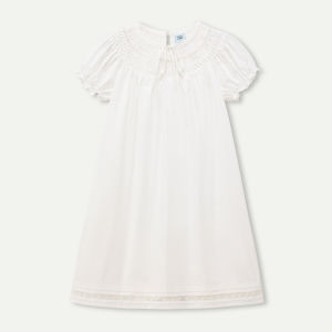 Retro Layered Yoke Puff Sleeves Cotton Dress