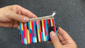 FLOCK THREE Water Resistant Coin Card Wallet Purse Holder with Key Ring Zipper ID Window carabiner For Mens Women