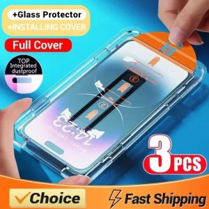 3Pcs Dust Free Tempered Glass HD Screen Protector For Galaxy S24 Ultra S23 Plus S22 S21 S20 FE A55 5G A54 A53 A33 A35 A15 A13