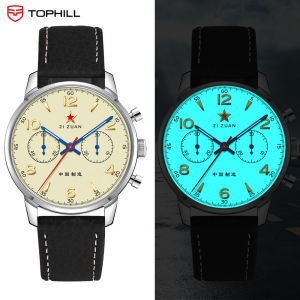 TOPHILL 1963 Nam Cơ Chronograph Đường Kính 40mm Hải Âu ST1901 Phong Trào Dây Da Phong Cách Vintage Chống Nước