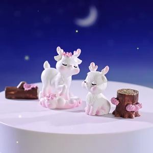 Penghantaran dari China [2025] Landskap atur Rusa Merah Jambu Comel Kreatif   Berkebun Anak Patung DIY Aksesori Hiasan Desktop Kereta Perhiasan Kecil 3.8