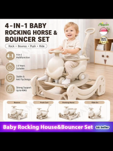 【SG Ready Stock】4-in-1 Baby Rocking Horse&Bouncer Combo Set★Rock➕Bounce➕Push➕Ride✅Stable Anti-Tip Design✅Ride On Push Car✅Toddler Scooter Toy✅Christmas/Birthday Gift✅Fast Delivery✅