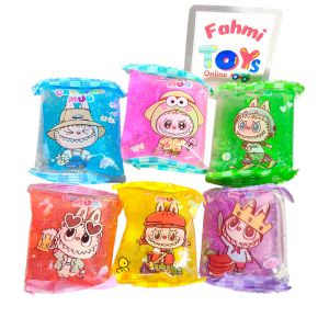 6 pcs CRYSTAL MUD mainan slime bantal karakter