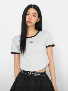 Contrast Logo Embroidery Women Tennis Shirt