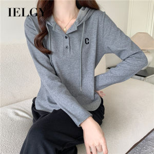 IELGY ฮูดดี้แขนยาวสีทึบด้านบนภายในที่ทันสมัย - 5 ตัวซื้อ