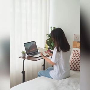 Height Adjustable Study Desk Ergonomic Lifting Table for Home Office & Bedroom - Solid Wood Computer Table with Wheels Meja Kerja Boleh Laras