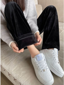 Stylish French Thickened Fleece Wide Leg Trousers