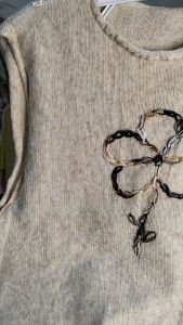 Setelan Anak Perempuan Import Knit lengan Panjang Bunga Bordir Rok Pita Cute