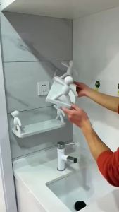 Wall Hanging Bathroom Storage Human Hook Rack Floating Wall Ledge Shelf Simple Wall Mounted Bookshelf Home Office Shelves Kitchen Storage Rack Seasoning Rack