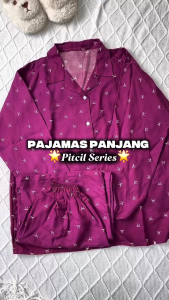 Sapasara - Pajamas Kemeja Lengan Panjang Celana Panjang Baju Tidur Wanita Bahan Adem Nyaman Elegan Busui Friendly