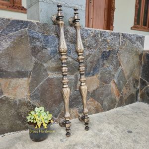 Handle Pintu Rumah Kuningan Antik Motif Vas Ukir 92 cm 2 Pcs