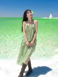 CHOUXIE | Tourist Stylish Neck-hanging Camisole Long Dress