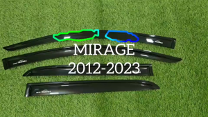 กันสาด กันลม คิ้ว ดำทึบ 4 ชิ้น มิตซูบิชิ มิราจ MITSUBISHI MIRAGE 2012 - 2025 ใส่ร่วมกันได้ทุกปี A