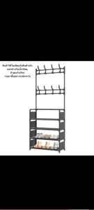 [ 3in1 ]ชั้นวางรองเท้าแบบตั้งพื้นแบบรวมเสื้อผ้าและชั้นวางรองเท้าอเนกประสงค์ชั้นวางรองเท้าประหยัดพื้นที่ 3.4 ชั้น