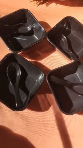 Chén ăn ăn chè vuông muỗng NO25 cùng màu nhựa melamine bóng TV96 - 12 x 12 49 cm nhiều màu