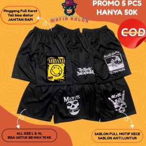 Promo Boxer 50 Ribu Dapat 5 Pcs Celana Pendek Boxer Kolor Dalaman Pria Wanita Celana Metal OFW SUICIDAL Surfing Santai Tidur Rebahan Olahraga Voli Basket