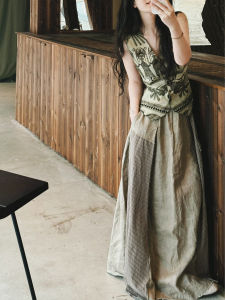 DANTING | Vintage French Printed Tank Top & Skirt Two-Piece Set