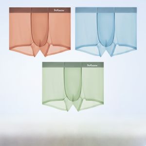 MiiOW | กางเกงบ็อกเซอร์ชายผ้าไหมน้ำแข็งไร้ตะเข็บ Pure Cotton กางเกงบ็อกเซอร์ชายทรงสี่เหลี่ยมระบายอากาศได้ดี ป้องกันแบคทีเรีย ทรงเอวกลาง ฤดูร้อน 2025