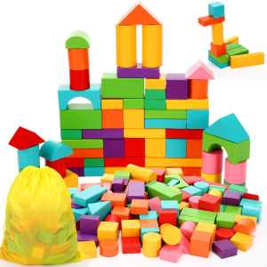 Wooden Building Blocks Set with Storage Bag Wooden Toys for Kids Assembled Building Blocks Early Educational Toys for Children