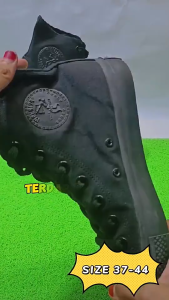 WARRIOR Sepatu Sekolah Kerja Pria Cowok Hitam Putih Tali Tinggi Warior Sparta Black Size 37 - 44