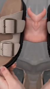 Dép 2 quai nữ phối khoá vuông chất da lộn 2 màu siêu hot