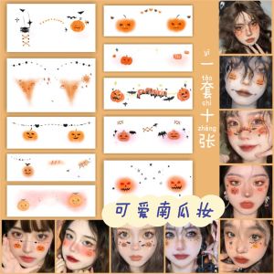 Halloween Tattoo Stickers Childrens Cartoon Cute Pumpkin Skeleton Face Stickers Prank Little Ghost Bat Watermark Stickers
