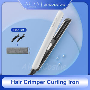 AkiraCosme Crimper Curling Iron Hair Straightener High Cranial Top Curling Iron Negative ions Professional Flat Iron for Hair Styling