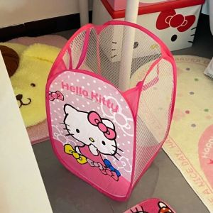 Foldable Large Capacity Student Dungeon Nets Style Cloth Dirty Laundry Basket Cute Stand Wooden Handle for Home Use