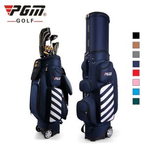 PGM Waterproof Golf Stand Bags Travel with Pulley Rain Cover Combination Lock for Men Women High-capacity Telescopic 6 Plug Universal 4 Wheel