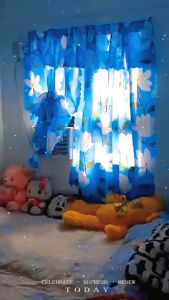 3D Blue Curtains New Sale Flower leaf Cartoon Coloful Kurtina Semi Cotton Design for Window Door Room Home Decoration No Ring Striped Star Butterfly Curtain 1PC 100x210cm Local Shipment COD