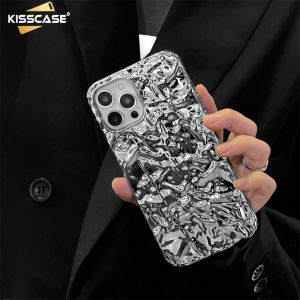 KISSCASE Ốp Họa Tiết Giấy Thiếc Mạ Điện 3D Cho iPhone 14 Pro Max 14 Plus 13 12 11 Ốp Chống Sốc TPU Mềm Bóng Màu Trơn Bảo Vệ Camera