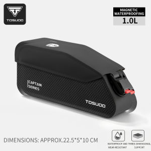 TOSUOD | TOSUOD Túi Đựng Đồ Trên Xe Đạp Từ Tính Chống Thấm Nước Phát Hành Nhanh Khung Xe Đạp Nhẹ Túi Đựng Đồ PU Bề Mặt Hạt Carbon