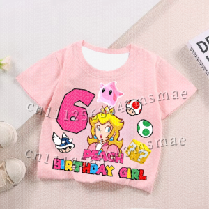 Hot Toys | 2026 New Super Mario Printed Boys and Girls Birthday Number T-shirt Party Role Playing Casual Top Birthday Gift