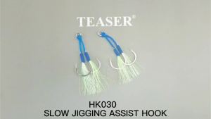 TEASER HK030 2pcs Slow-shake Iron Plate Hook PE Line with Glow Thread Big-mouth Boat Fishing Bait Auxiliary Hook for Large Fish