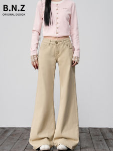 Khaki Flared Jeans Womens Spring Autumn 2025 New Low Waist Loose Not Legging American Style Hot Girl Flared Pants