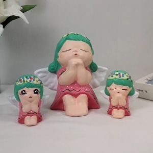 ตุ๊กตาแต่งสวนกลางแจ้ง  ตุ๊กตาเซรามิค ตุ๊กตานางฟ้า นางฟ้า อวยพร 1ชุด ได้ 3ชิ้น สูง 4นิ้ว -7นิ้ว กว้าง 3.5นิ้ว - 7นิ้ว ตุ๊กตาแต่งสวนตัวใหญ่  ของขวัญ