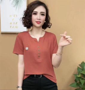 เสื้อยืดคอกลมแขนสั้นทรงหลวมสำหรับผู้หญิง ทรงเข้ารูป ทรงหลวม แขนสั้น ทรงเข้ารูป ผ้าฝ้าย สีสันสดใส ฤดูร้อน 2023