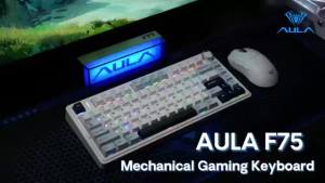 AULA | AULA F75 Tri-mode Mechanical Keyboard Wireless RGB 75% Layout Gasket Hot Swap PBT Keycaps Custom Gaming Keyboard for PC Gamer