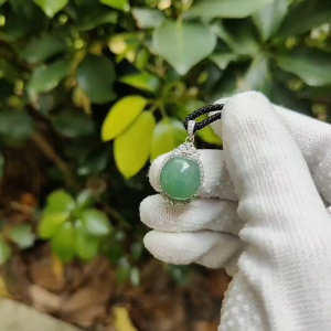 Natural Type A Jadeite Pendant 🌱🌀 – S925 Silver + Zirconia | Wealth & Clarity Energised (Sku: s925p12)