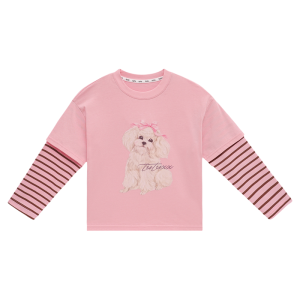 Girls Fall Faux Two-piece Long-sleeved T-Shirt