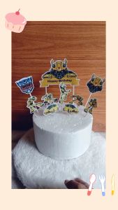 Topper Cake Bumblebee / Transformer Bisa Custom Nama untuk Hiasan / Dekorasi Kue Ulangtahun