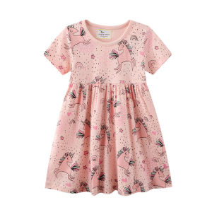 Jumping Meters 2-8T Hearts Print Girls Dresses Summer Sleeveless Princess Baby Party Dress Clothing Kids Costume Cartoon Frocks