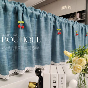 Short Café CurtainBay Window SheerNo Drill Small CurtainMinimalist Solid Color Living Room Door CurtainCabinet Cover Curtain