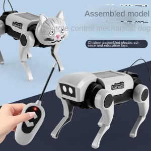 Childrens remote control mechanical dog toy DIY assembled model remote control mechanical cat walking cartoon dog